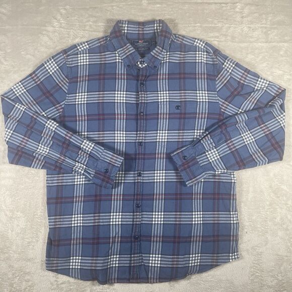 Vineyard Vines Other - Vineyard‎ Vines Slim Longshore Shirt Mens XL Blue Plaid Flannel Button Down